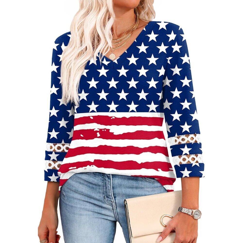 Womens Multicolor Dressy Casual Blouses Trendy V Neck T Shirts Summer Tops